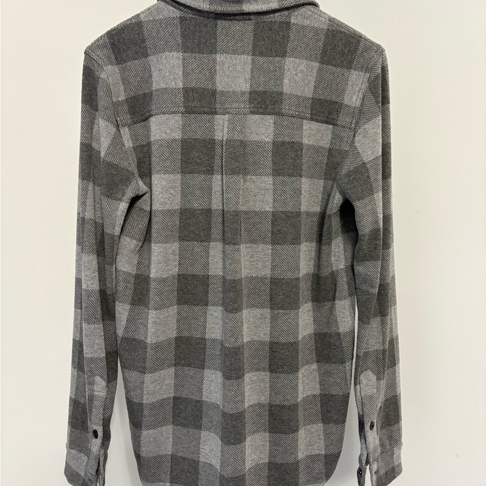 Quince Brushed Sweater Fleece Flannel Shirt in Charcoal Buffalo Plaid Sz S - Picture 3 of 8
